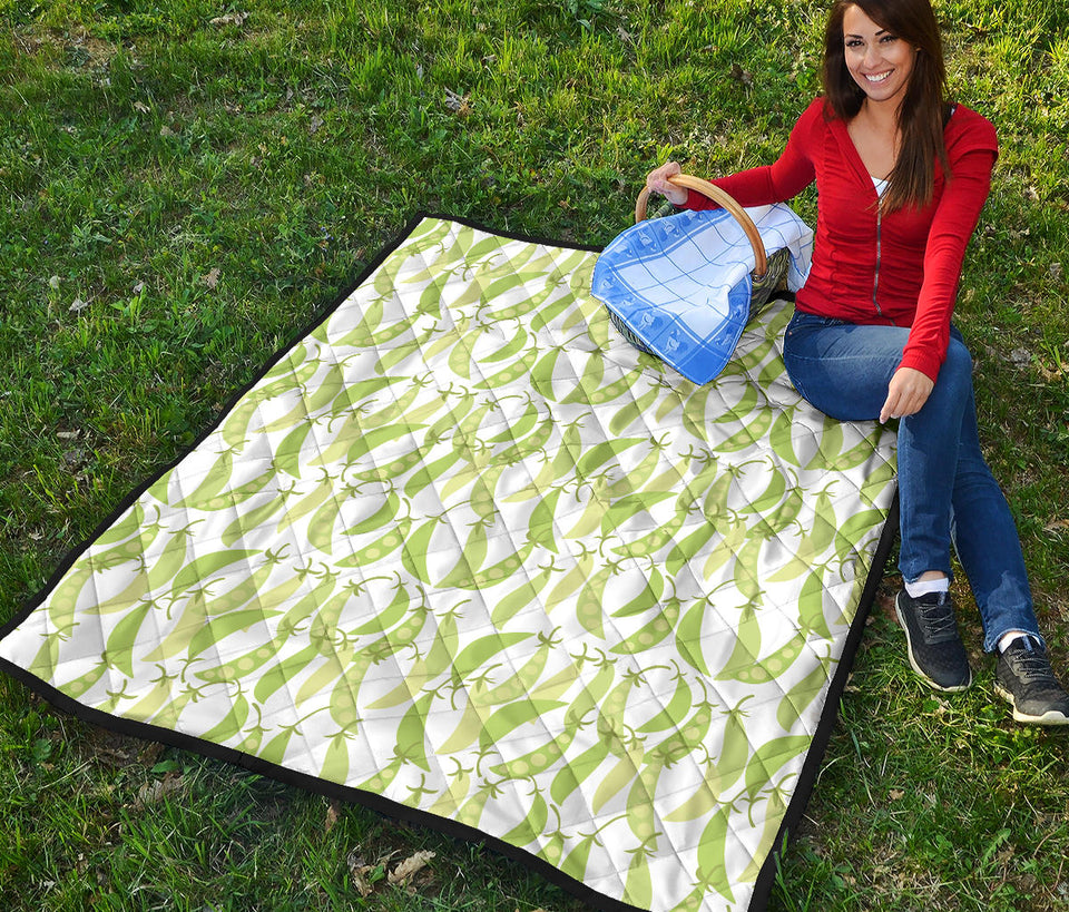Green Peas Pattern Print Design 03 Premium Quilt