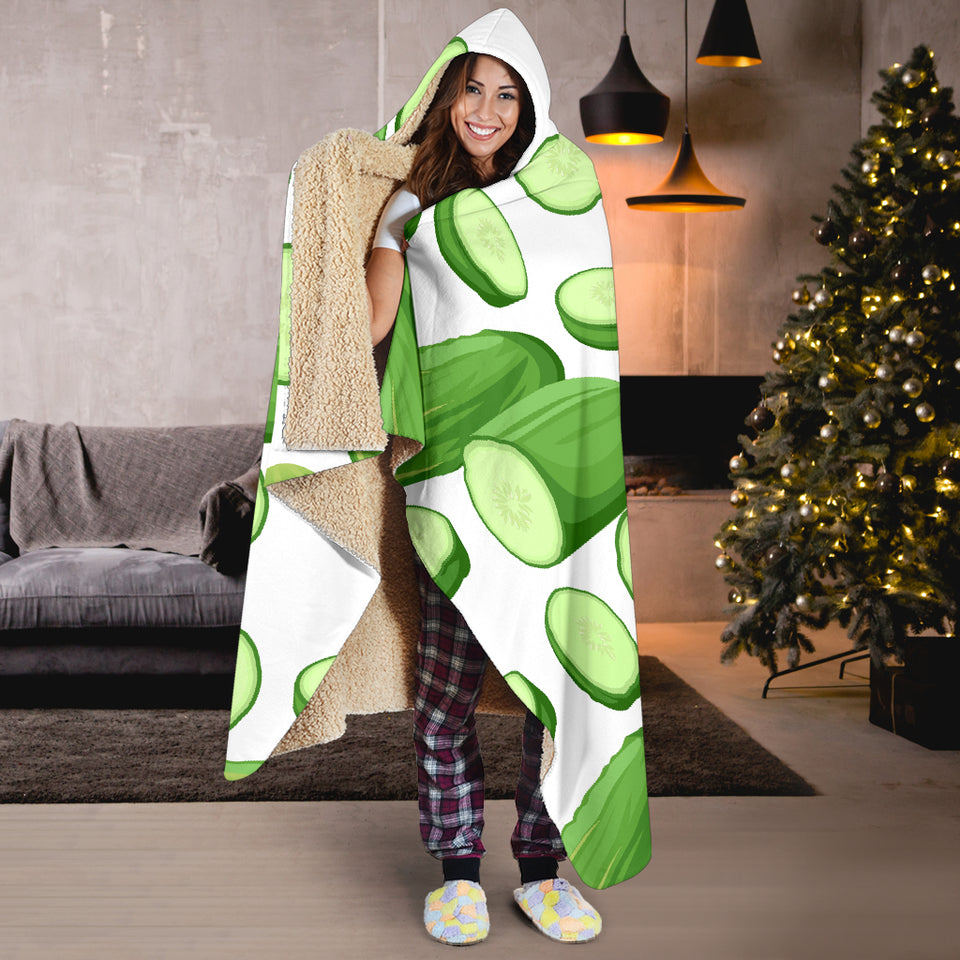Cucumber Whole Slices Pattern Hooded Blanket