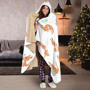 Cute Kangaroo Pattern Hooded Blanket
