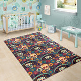 Sugar Skulls Flower Maxican Pattern Area Rug