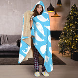 Cute White Sea Lion Seals Pattern Hooded Blanket