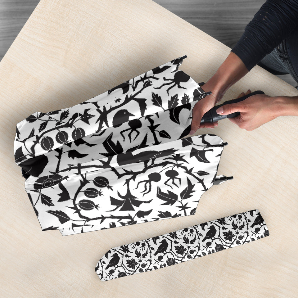 Crow Dark Floral Pattern Umbrella