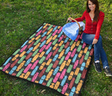 Skate Board Pattern Print Design 02 Premium Quilt