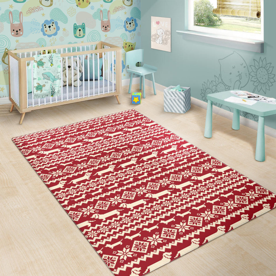 Dachshund Nordic Pattern Area Rug