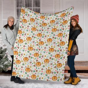 Lion Pattern Print Design 04 Premium Blanket
