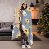 Cute Hamster Sunflower Pattern Background Hooded Blanket