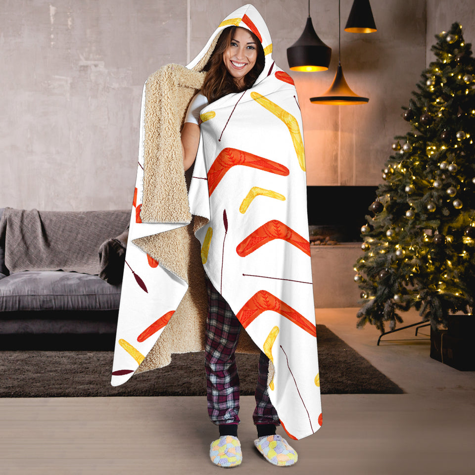Waterclor Boomerang Australian Aboriginal Ornament Hooded Blanket