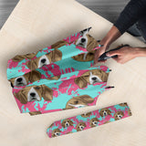 Beagle Muzzles Turquoise Paint Splashes Pink Pattern Umbrella