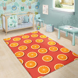 Oranges Pattern Red Background Area Rug
