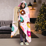 Donut Pattern Glaze Pink Background Hooded Blanket