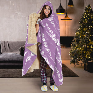 Lavender Flowers Purple Pattern Hooded Blanket