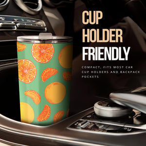 Orange Fruit Pattern Green Background Tumbler