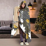 Beautiful Gold Autumn Maple Leaf Pattern Hooded Blanket