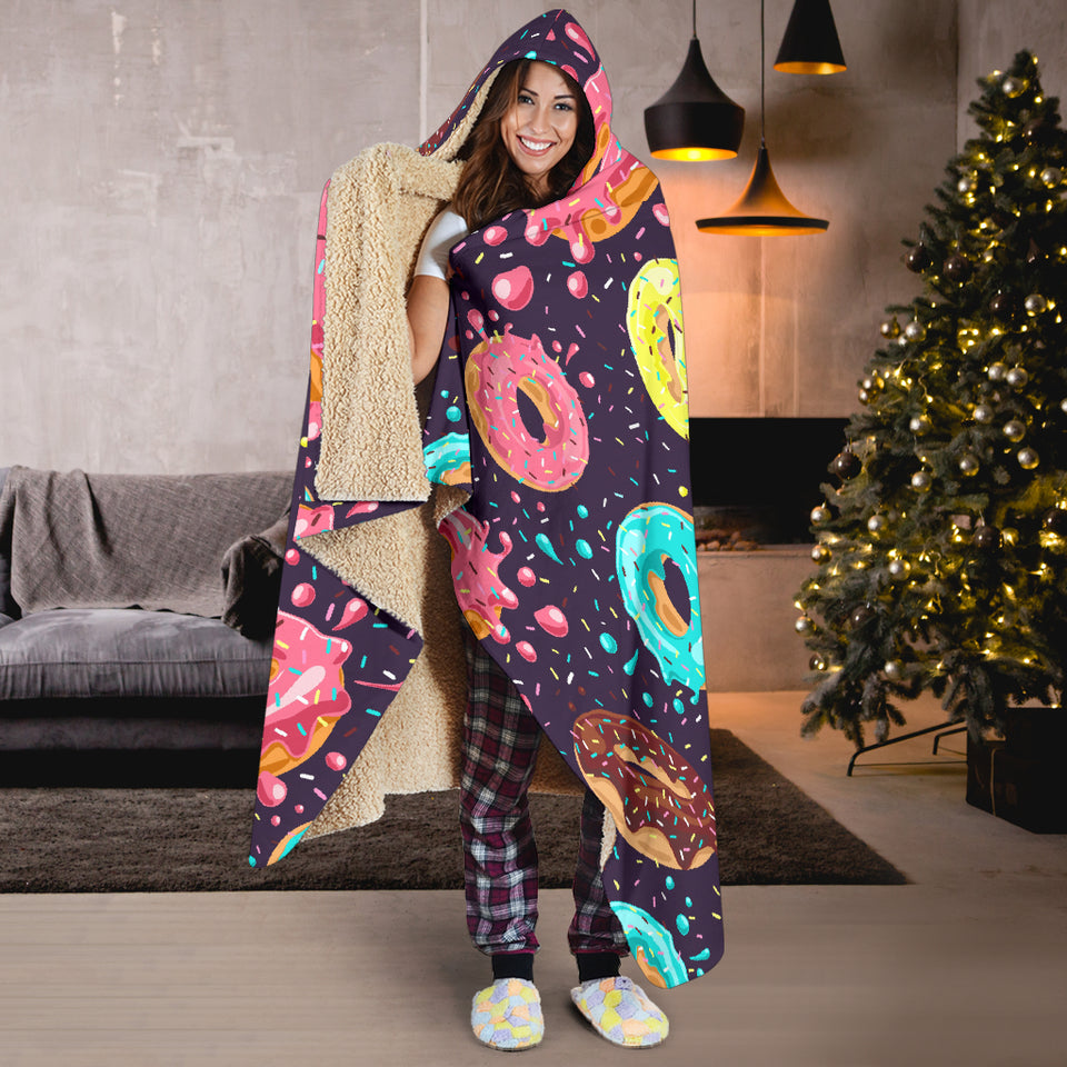 Colorful Donut Glaze Pattern Hooded Blanket