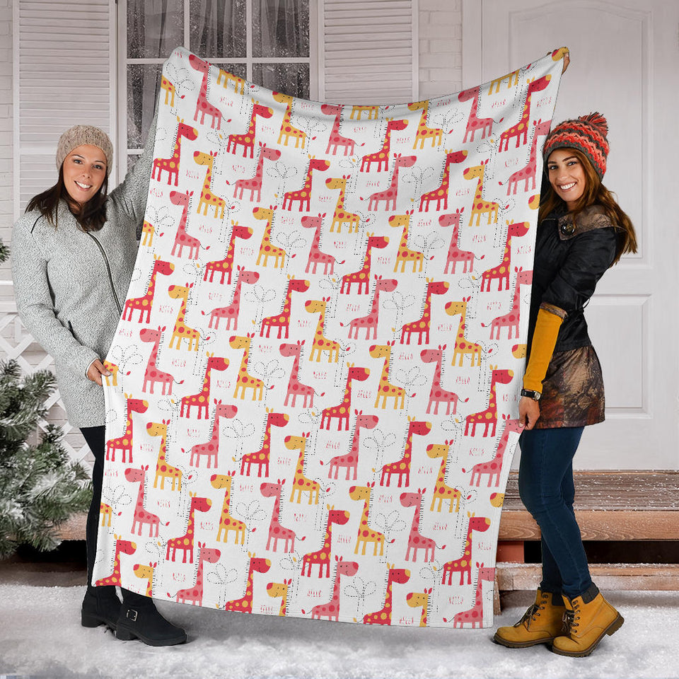 Giraffe Pattern Print Design 03 Premium Blanket