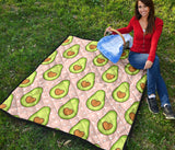 Avocado Heart Pink Background Premium Quilt