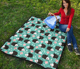 Hedgehog Pattern Print Design 03 Premium Quilt