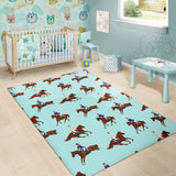Horses Running Horses Rider Pattern Area Rug