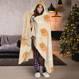 Cute Brown Pomeranian Puppy Hooded Blanket
