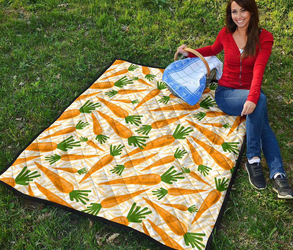 Carrot Pattern Print Design 01 Premium Quilt