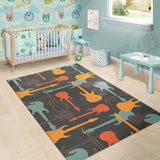 Electric Guitars Pattern Area Rug