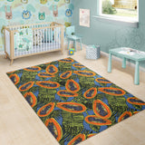 Colorful Papaya Tropical Leaves Area Rug