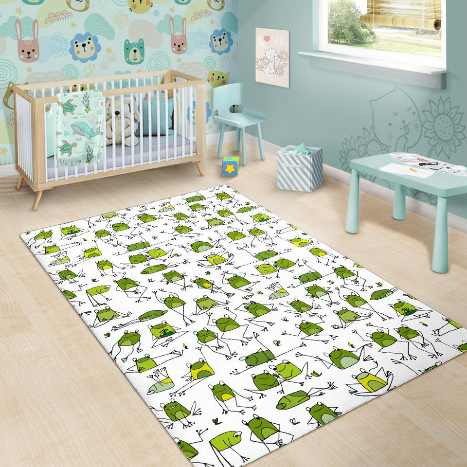 Sketch Funny Frog Pattern Area Rug
