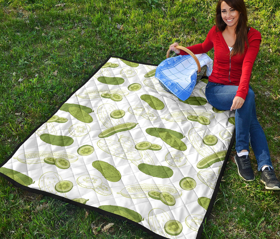Cucumber Sketch Pattern Premium Quilt