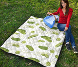 Cucumber Sketch Pattern Premium Quilt