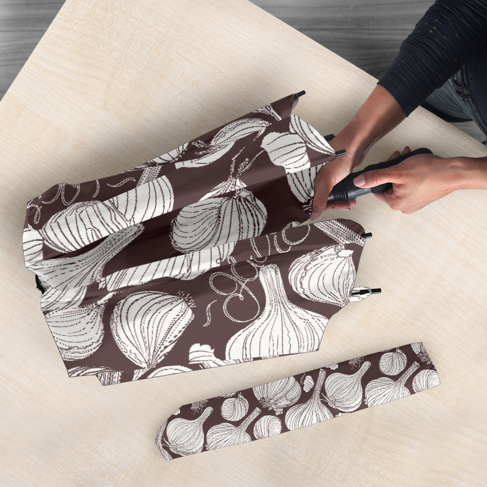 Garlic Bulb Dark Background Umbrella