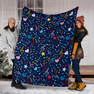 Music Notes Pattern Print Design 03 Premium Blanket
