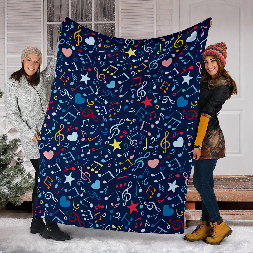 Music Notes Pattern Print Design 03 Premium Blanket