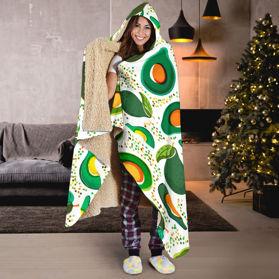 Avocado Design Pattern Hooded Blanket