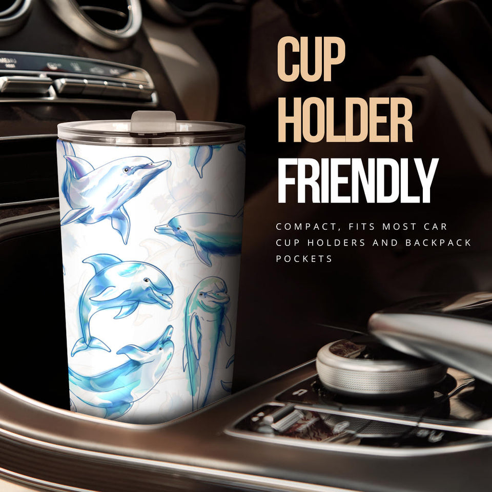 Watercolor Dolphin Pattern Tumbler