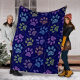 Dog Paws Pattern Print Design 02 Premium Blanket