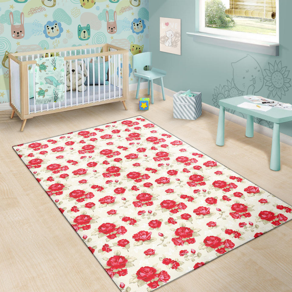 Rose Pattern Print Design 01 Area Rug