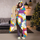 Colorful Crow Illustration Pattern Hooded Blanket