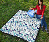 Zigzag  Chevron Blue Pattern Premium Quilt