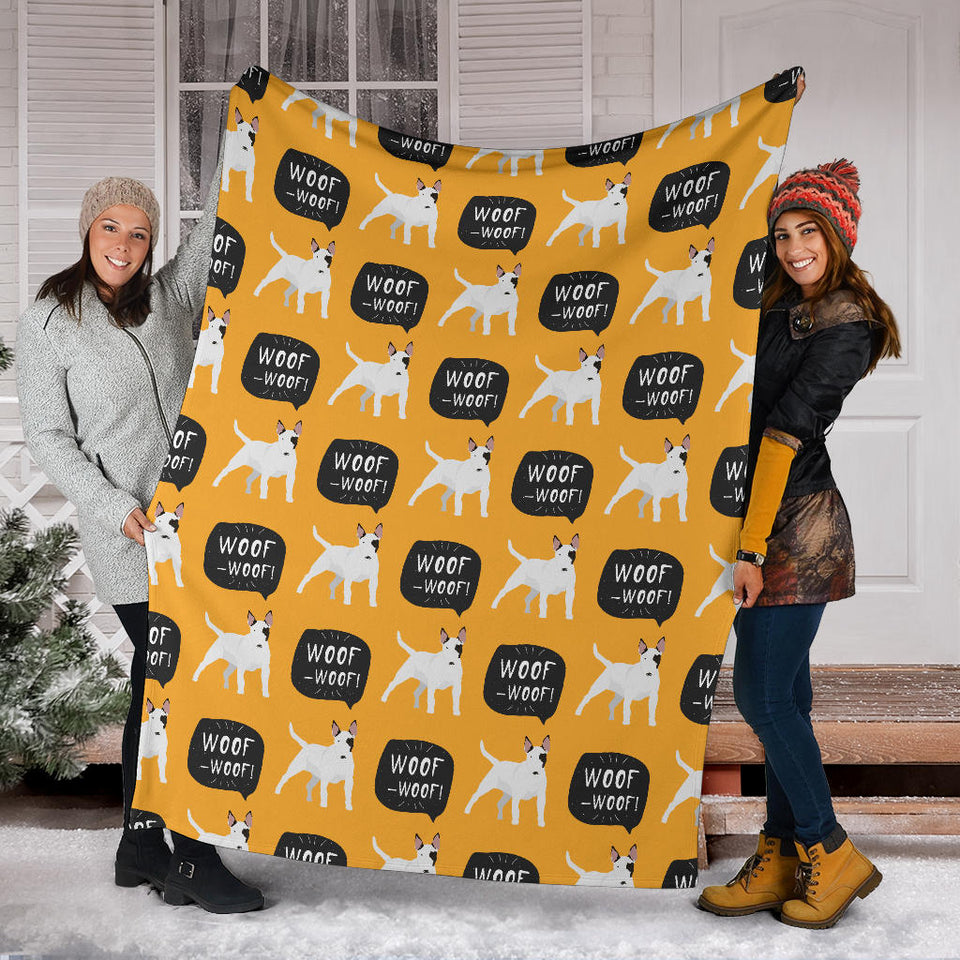 Bull Terrier Pattern Print Design 03 Premium Blanket