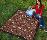 Coffee Bean Flower Pattern Premium Quilt