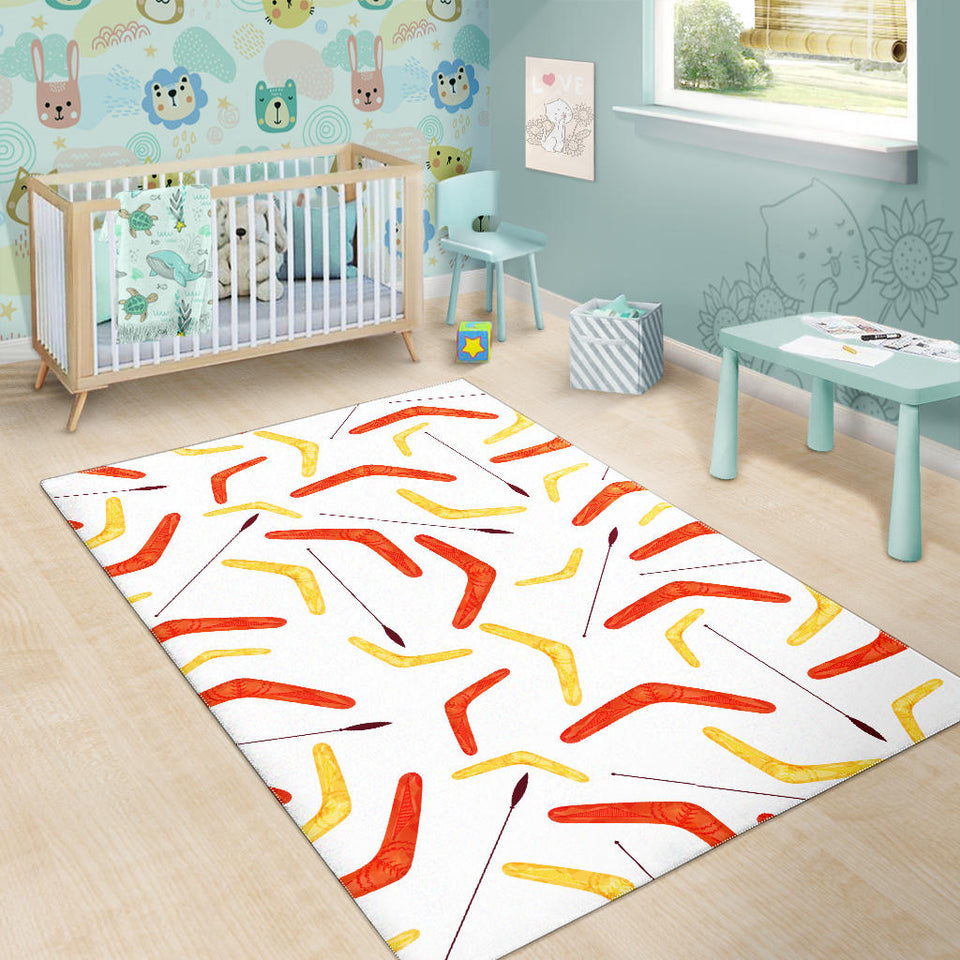 Waterclor Boomerang Australian Aboriginal Ornament Area Rug