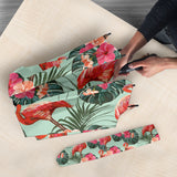 Beautiful Flamingo Tropical Palm Leaves Hibiscus Pateern Background Umbrella