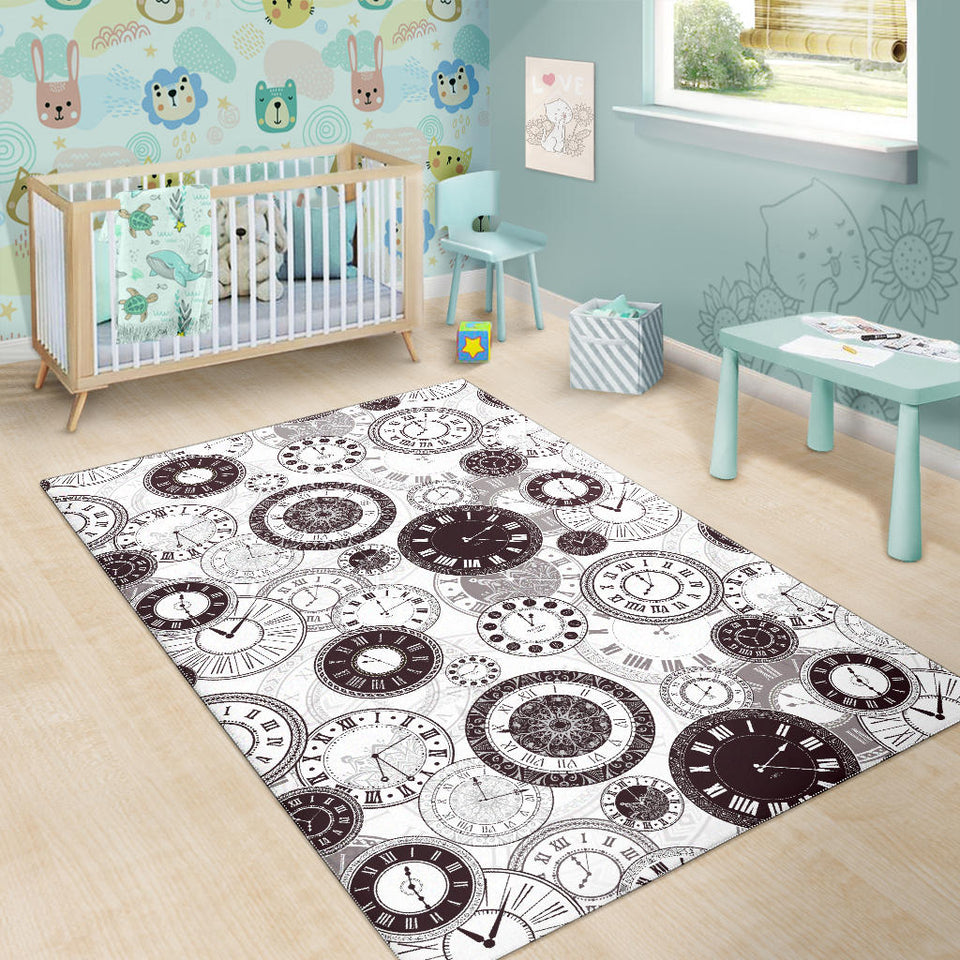 Classic Vintage Clock Pattern Area Rug