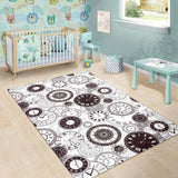 Classic Vintage Clock Pattern Area Rug