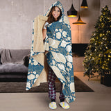 Shell Polynesian Tribal Design Pattern Hooded Blanket
