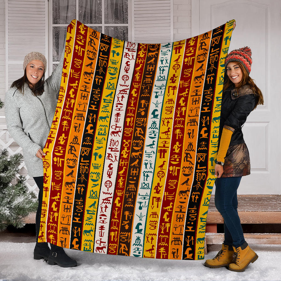 Egypt Hieroglyphics Pattern Print Design 01 Premium Blanket