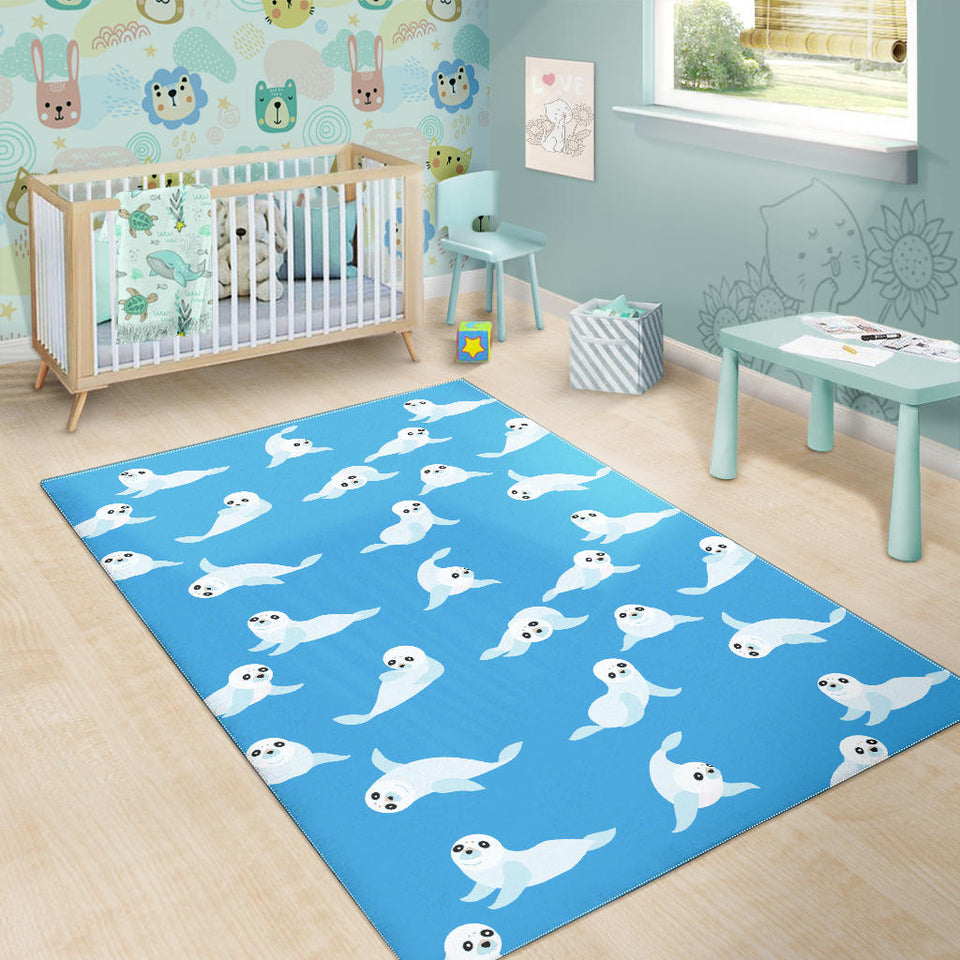 Cute Sea Lion Seal Pattern Background Area Rug