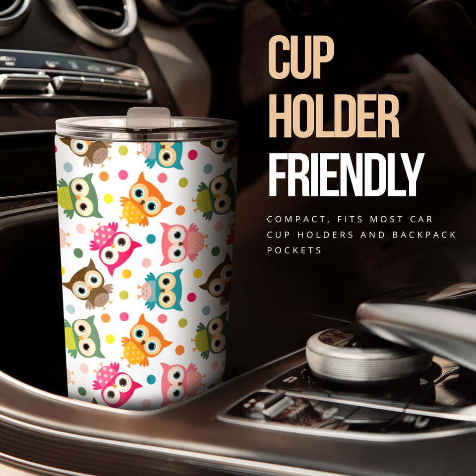 Color Cute Owl Pattern Tumbler