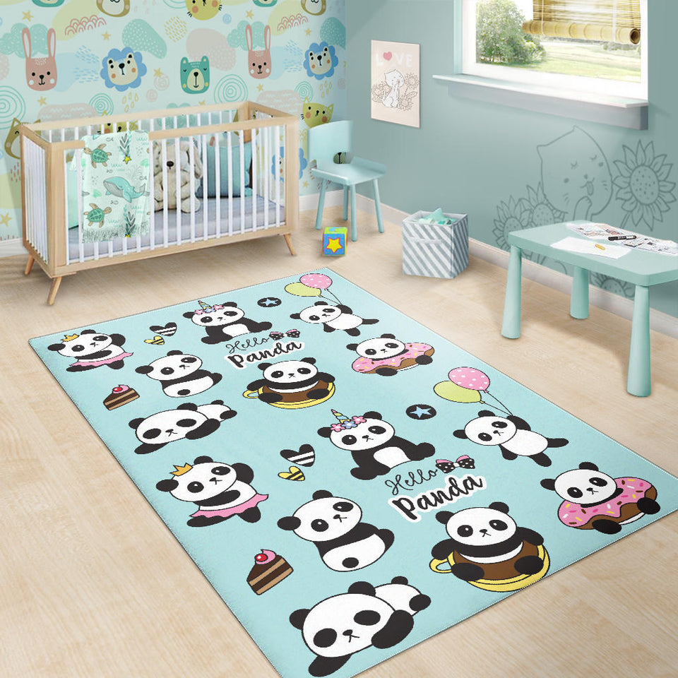 Cute Baby Panda Pattern Area Rug