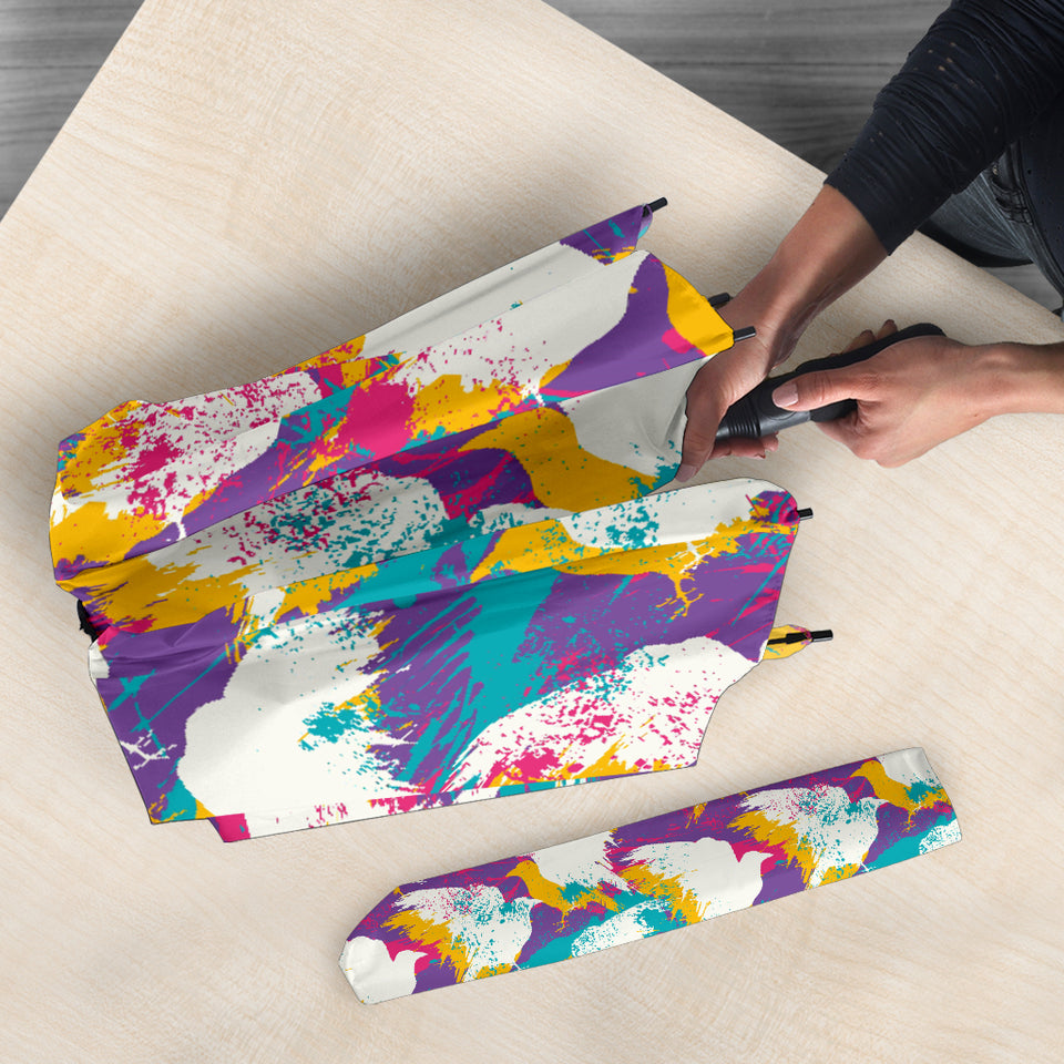 Colorful Crow Illustration Pattern Umbrella